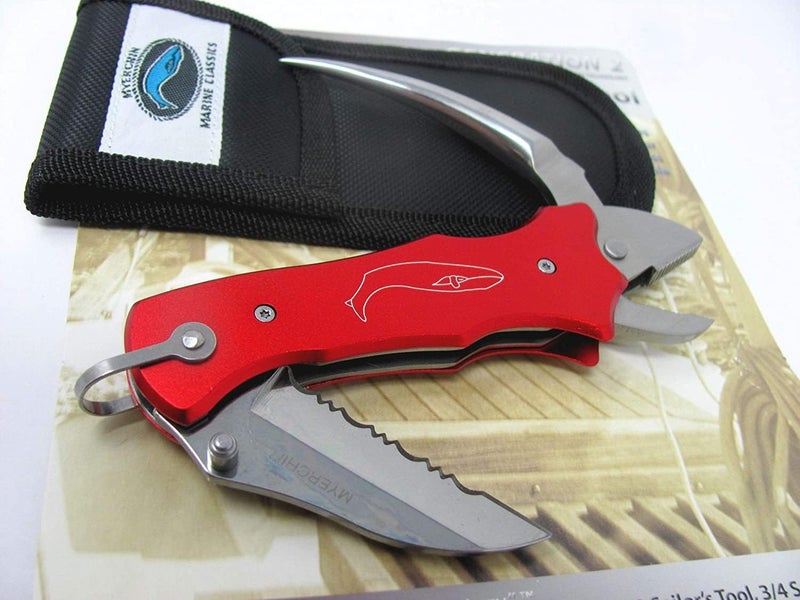 Myerchin Sailors Tool Linerlock with Red Anodized Aluminum Handle - Image 5
